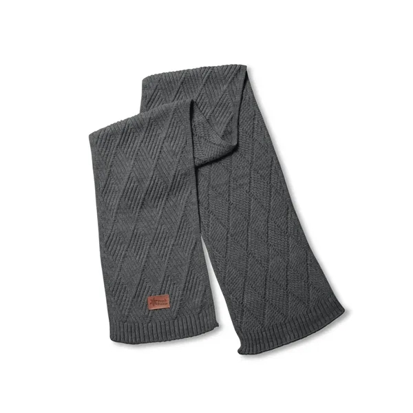 Knit scarf with a faux leather thermo PU patch.... from ASI 79530 Prime Line