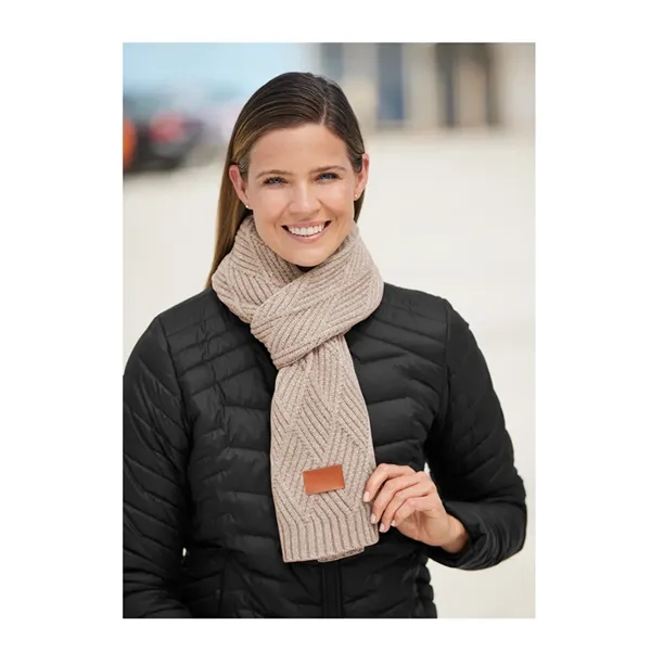 Knit scarf with a faux leather thermo PU patch.... from ASI 79530 Prime Line
