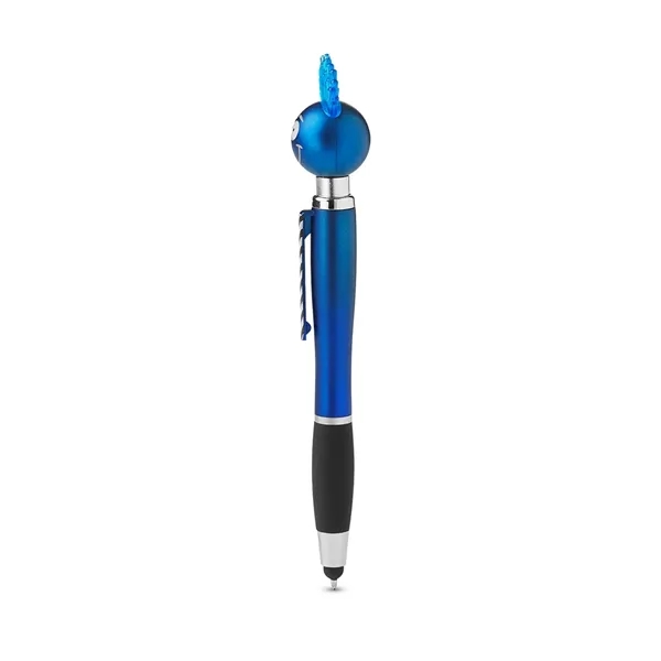 Light-up stylus pen with PVC hair, striped tie clip, 3 button... from ASI 79530 Prime Line