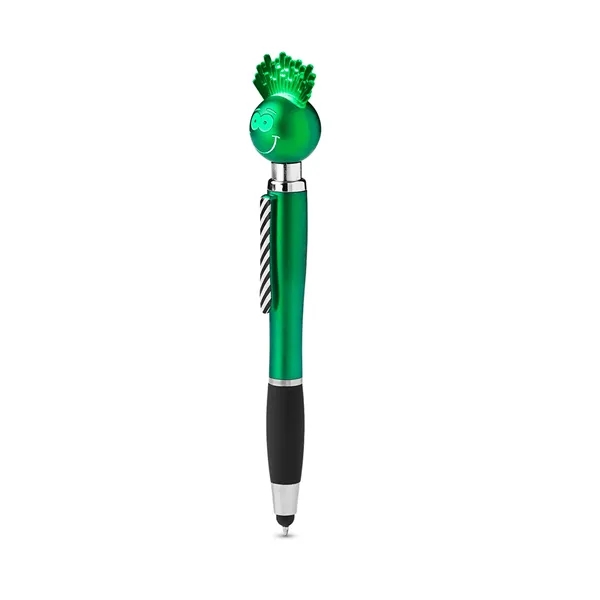 Light-up stylus pen with PVC hair, striped tie clip, 3 button... from ASI 79530 Prime Line