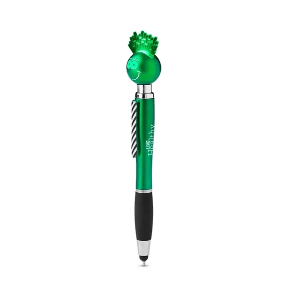 Light-up stylus pen with PVC hair, striped tie clip, 3 button... from ASI 79530 Prime Line