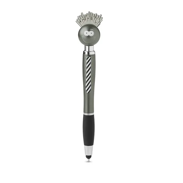 Light-up stylus pen with PVC hair, striped tie clip, 3 button... from ASI 79530 Prime Line