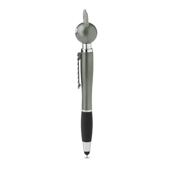 Light-up stylus pen with PVC hair, striped tie clip, 3 button... from ASI 79530 Prime Line
