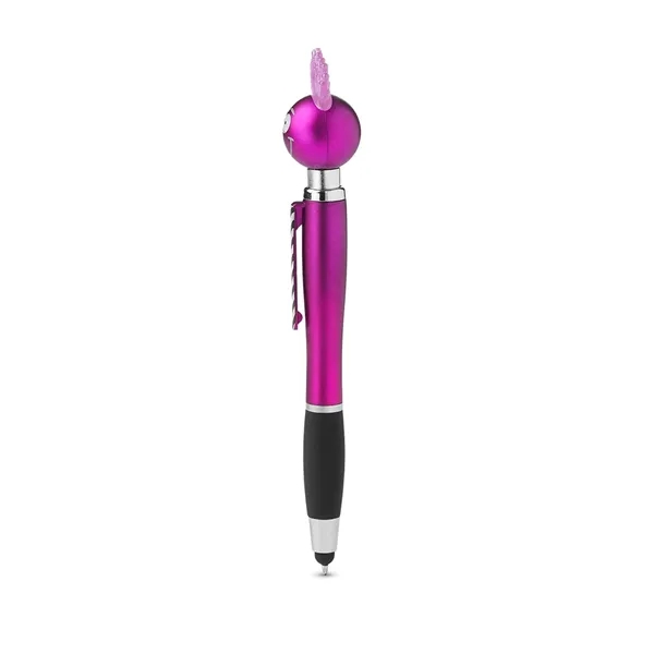 Light-up stylus pen with PVC hair, striped tie clip, 3 button... from ASI 79530 Prime Line