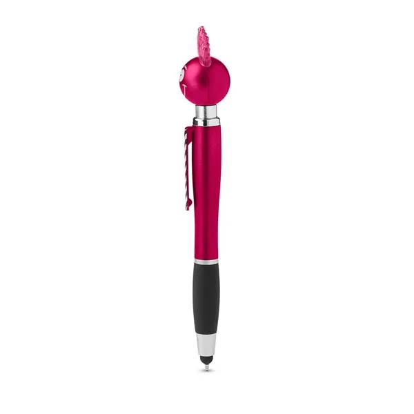 Light-up stylus pen with PVC hair, striped tie clip, 3 button... from ASI 79530 Prime Line