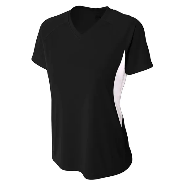 Women's color block short sleeve v-neck performance tee.... from ASI 89380 Staton Corporate and Casual / Staton®