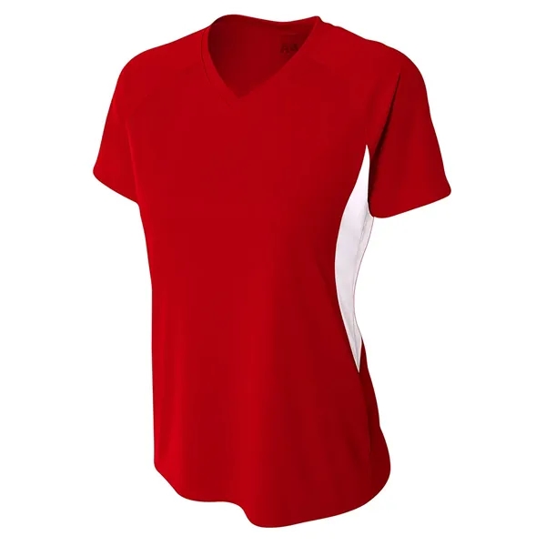 Women's color block short sleeve v-neck performance tee.... from ASI 89380 Staton Corporate and Casual / Staton®