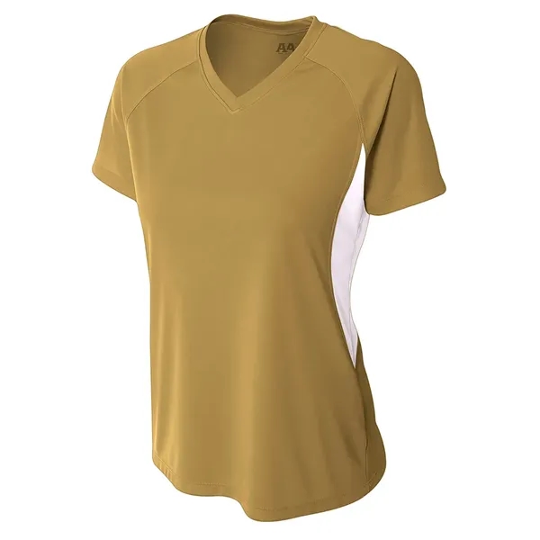 Women's color block short sleeve v-neck performance tee.... from ASI 89380 Staton Corporate and Casual / Staton®