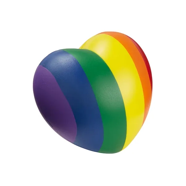 Rainbow colored, heart-shaped stress reliever made of PU foam.... from ASI 79530 Prime Line