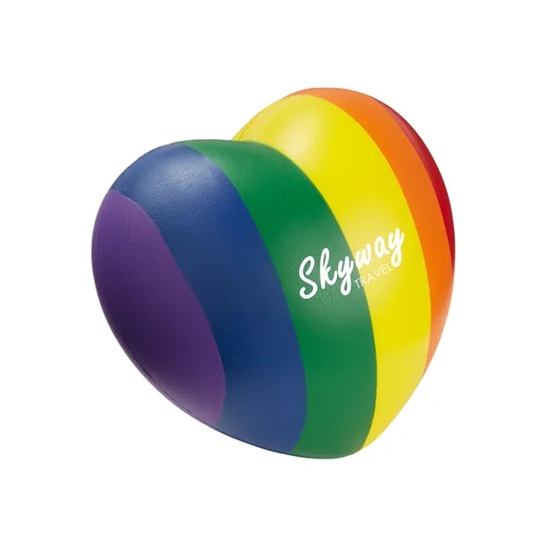 Rainbow colored, heart-shaped stress reliever made of PU foam.... from ASI 79530 Prime Line