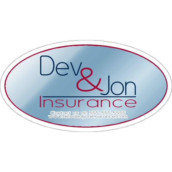 7.5" x 4" oval shaped, chrome polyester decal with a one... from ASI 89910 Stouse, LLC