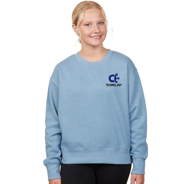 Relaxed boxy fleece crew for women with a smooth print-ready face,... from ASI 72657 Active Life Promo / Active Life