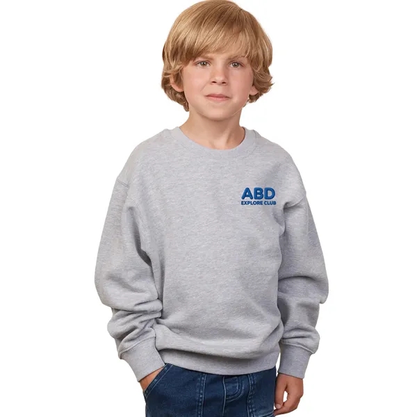 Cozy 9 oz youth fleece crew with a smooth print-ready face,... from ASI 72657 Active Life Promo / Active Life