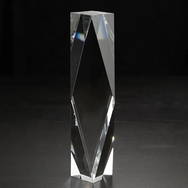 8" x 2.5" x 2.5" crystal award with customization.... from ASI 68507 The Magnet Group / Benchmark Crystal & Clocks