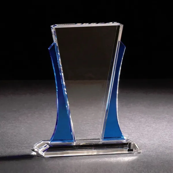9" x 6.88" x 3" optically perfect glass award with tapered... from ASI 68507 The Magnet Group / Benchmark Crystal & Clocks
