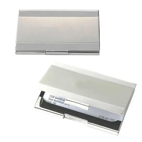 Dual-tone silver metal business card holder.... from ASI 68507 The Magnet Group / Innovations by Magnet™
