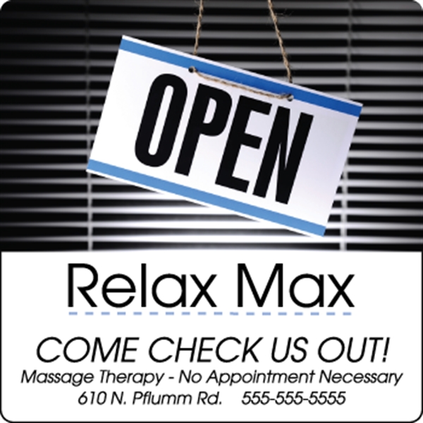 4" x 4" decal with white static stick backing, round corners... from ASI 89910 Stouse, LLC