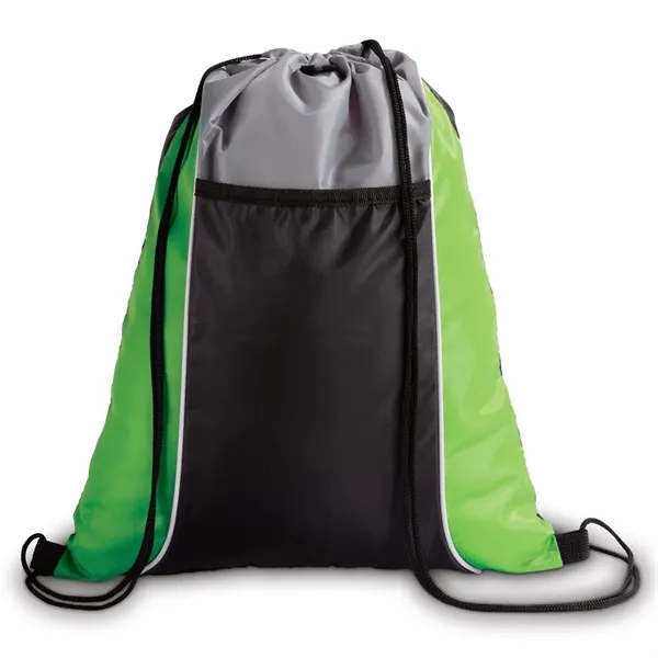 16" x 13" polyester drawstring backpack with large front pocket.... from ASI 68507 The Magnet Group / The Bag Factory®