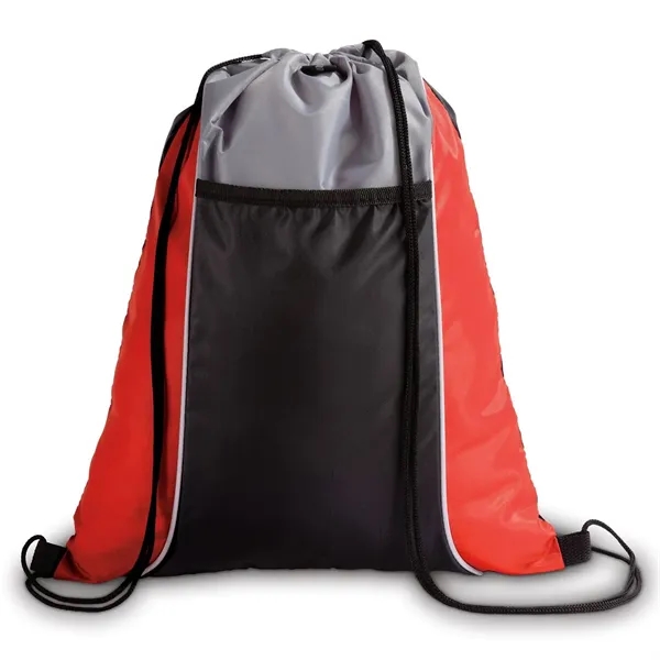16" x 13" polyester drawstring backpack with large front pocket.... from ASI 68507 The Magnet Group / The Bag Factory®