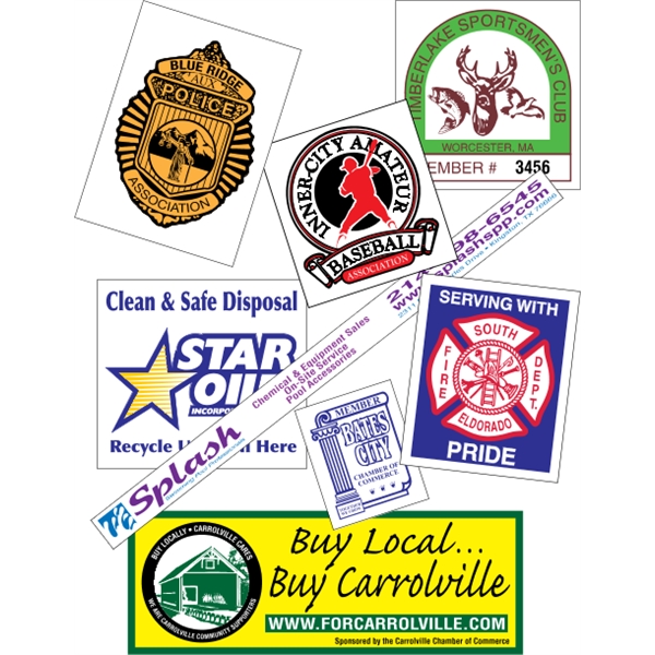 Customizable white vinyl square-cut decal with back adhesive and a one... from ASI 89910 Stouse, LLC