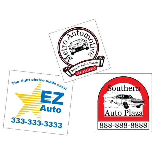 Customizable white vinyl square-cut decal with back adhesive and a one... from ASI 89910 Stouse, LLC