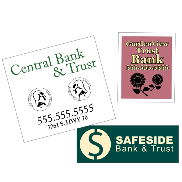 Customizable white vinyl square-cut decal with back adhesive and a one... from ASI 89910 Stouse, LLC