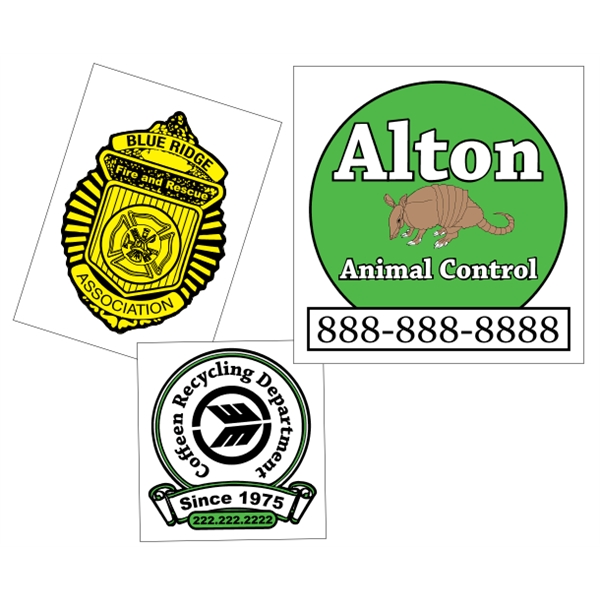 Customizable white vinyl square-cut decal with back adhesive and a one... from ASI 89910 Stouse, LLC