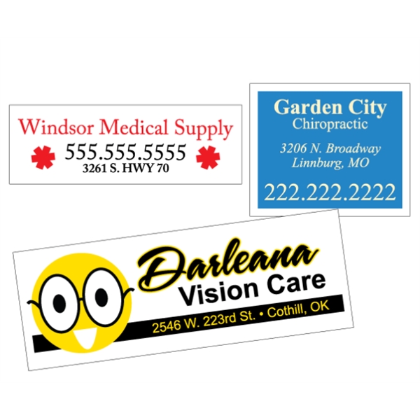 Customizable white vinyl square-cut decal with back adhesive and a one... from ASI 89910 Stouse, LLC