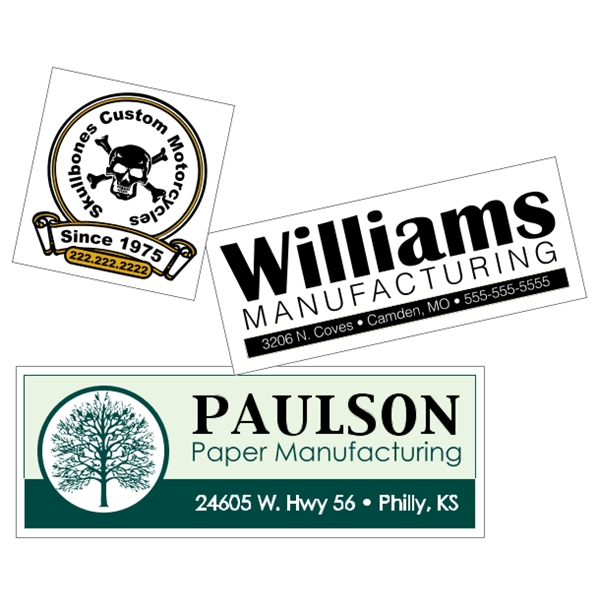 Customizable white vinyl square-cut decal with back adhesive and a one... from ASI 89910 Stouse, LLC