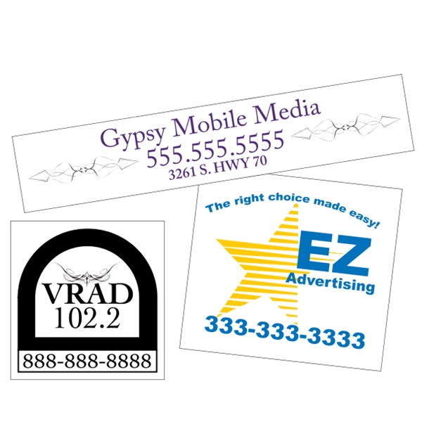 Customizable white vinyl square-cut decal with back adhesive and a one... from ASI 89910 Stouse, LLC