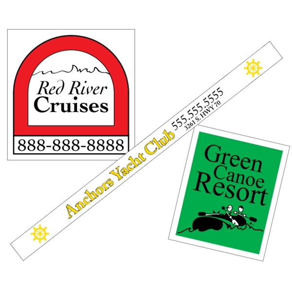 Customizable white vinyl square-cut decal with back adhesive and a one... from ASI 89910 Stouse, LLC