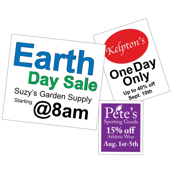 Customizable white vinyl square-cut decal with back adhesive and a one... from ASI 89910 Stouse, LLC