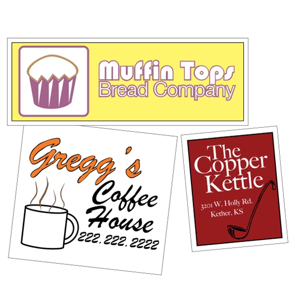 Customizable white vinyl square-cut decal with back adhesive and a one... from ASI 89910 Stouse, LLC