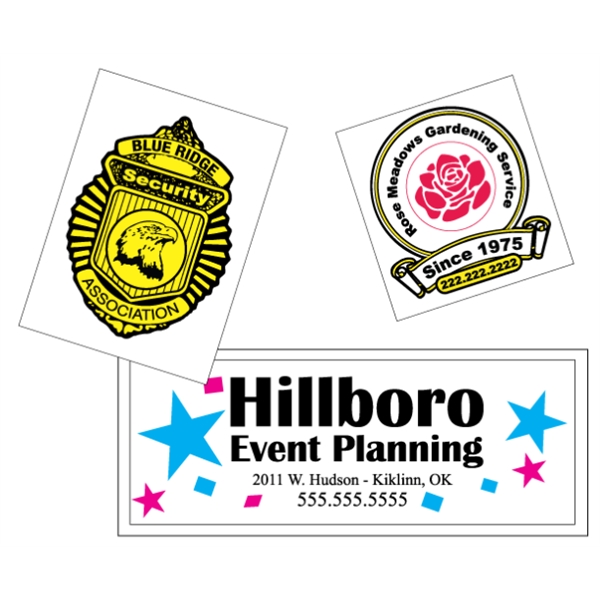 Customizable white vinyl square-cut decal with back adhesive and a one... from ASI 89910 Stouse, LLC