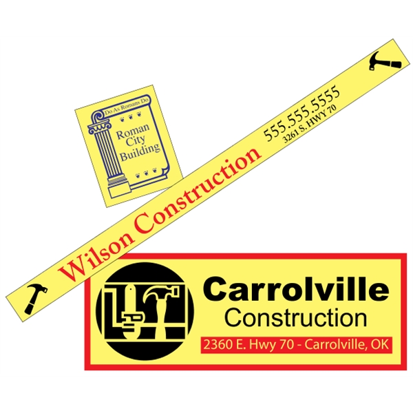 Customizable yellow vinyl square-cut decal with back adhesive and a one... from ASI 89910 Stouse, LLC