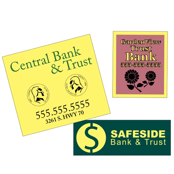 Customizable yellow vinyl square-cut decal with back adhesive and a one... from ASI 89910 Stouse, LLC