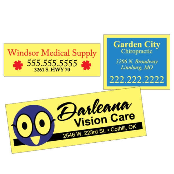 Customizable yellow vinyl square-cut decal with back adhesive and a one... from ASI 89910 Stouse, LLC