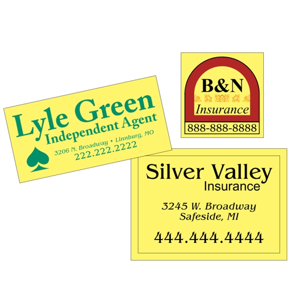 Customizable yellow vinyl square-cut decal with back adhesive and a one... from ASI 89910 Stouse, LLC