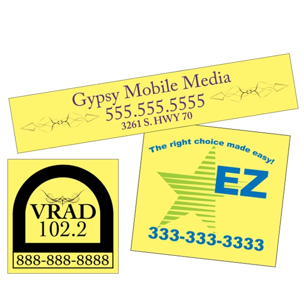 Customizable yellow vinyl square-cut decal with back adhesive and a one... from ASI 89910 Stouse, LLC
