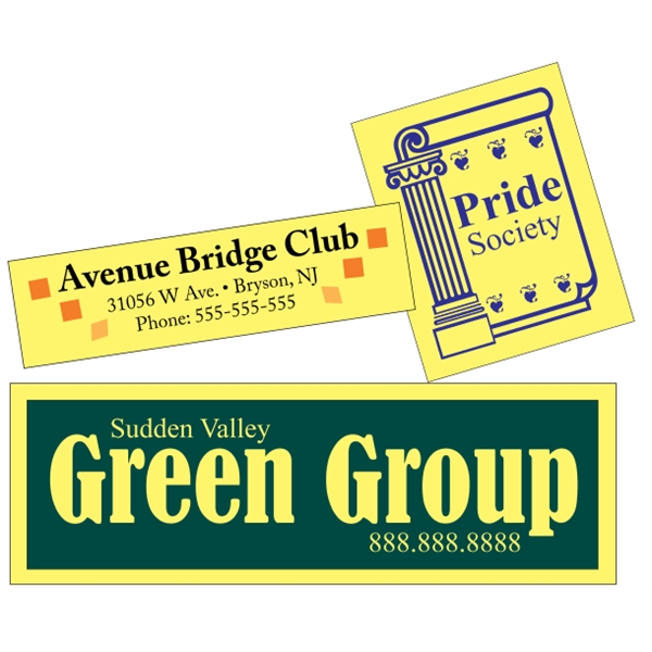 Customizable yellow vinyl square-cut decal with back adhesive and a one... from ASI 89910 Stouse, LLC