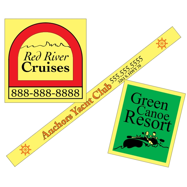 Customizable yellow vinyl square-cut decal with back adhesive and a one... from ASI 89910 Stouse, LLC