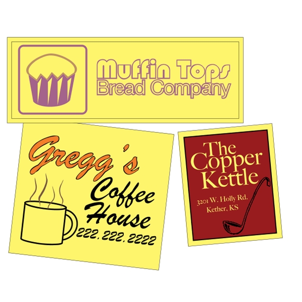 Customizable yellow vinyl square-cut decal with back adhesive and a one... from ASI 89910 Stouse, LLC