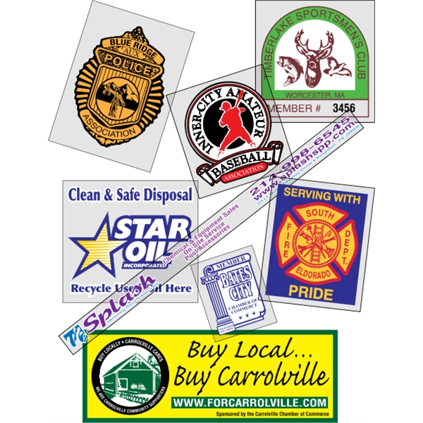 Customizable clear polyester square-cut decal with face adhesive and a one... from ASI 89910 Stouse, LLC