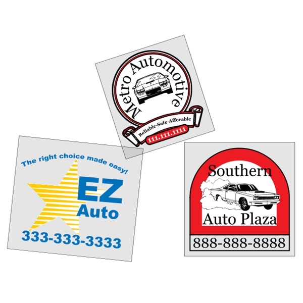Customizable clear polyester square-cut decal with face adhesive and a one... from ASI 89910 Stouse, LLC