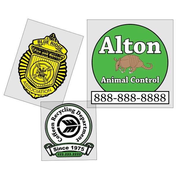 Customizable clear polyester square-cut decal with face adhesive and a one... from ASI 89910 Stouse, LLC