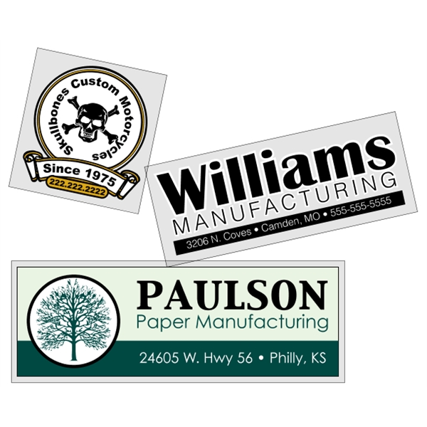 Customizable clear polyester square-cut decal with face adhesive and a one... from ASI 89910 Stouse, LLC