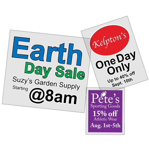 Customizable clear polyester square-cut decal with face adhesive and a one... from ASI 89910 Stouse, LLC