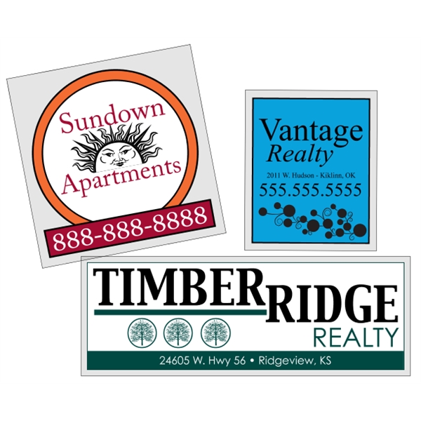 Customizable clear polyester square-cut decal with face adhesive and a one... from ASI 89910 Stouse, LLC