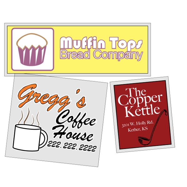 Customizable clear polyester square-cut decal with face adhesive and a one... from ASI 89910 Stouse, LLC