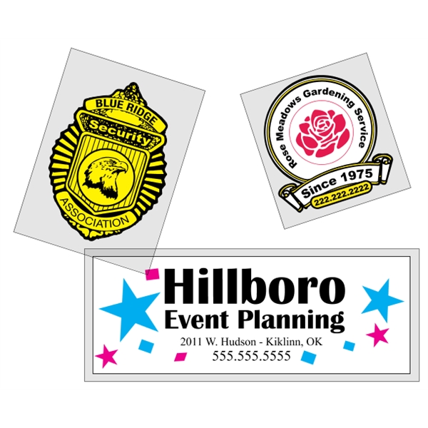 Customizable clear polyester square-cut decal with back adhesive and a one... from ASI 89910 Stouse, LLC